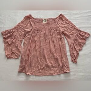 PPLA Clothing off the shoulder woven blush top size medium